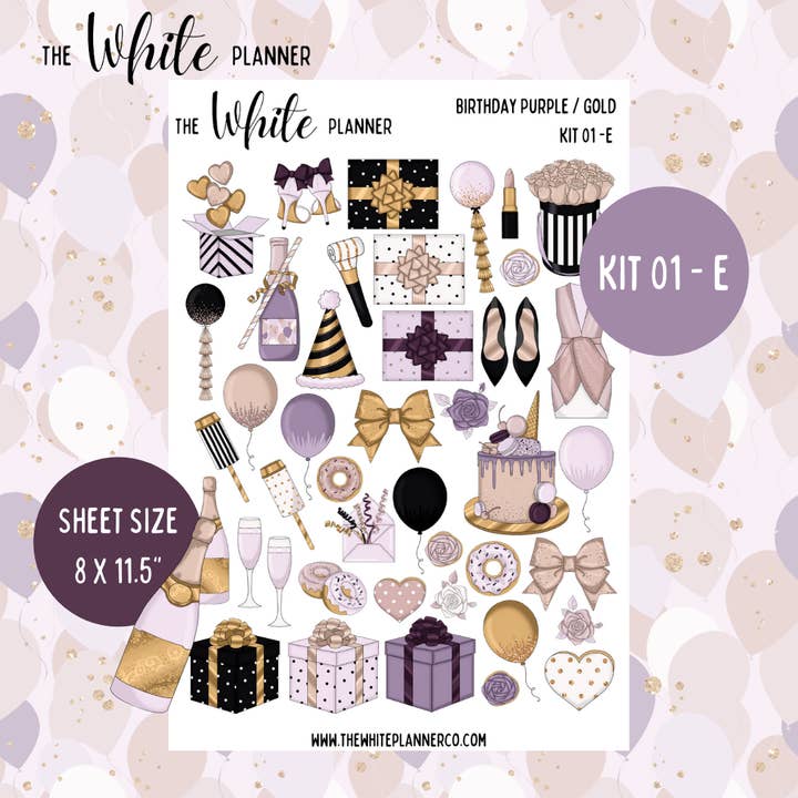 The White Planner Co - Kit de cumpleaños - Kit de pegatinas para planificador para venta al por mayor de Small Biz Supplies