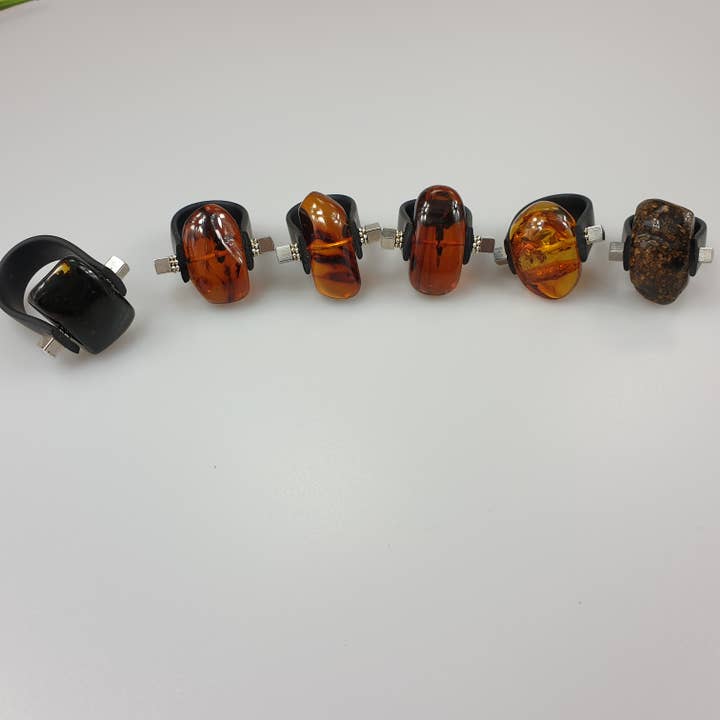 AmberLithuania - Wholesale Cocktail/Statement Ring - Amber Ring, Gemstone rings, Adjustable crytstal Ring