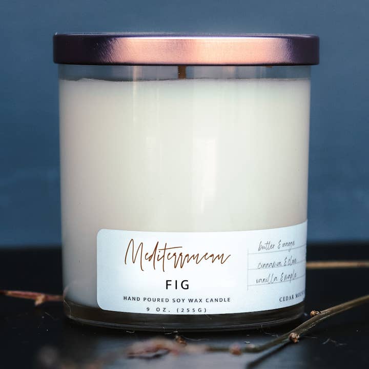 Mediterranean Fig - 9 oz Whiskey Glass Candle for wholesale by Cedar Mountain Candle