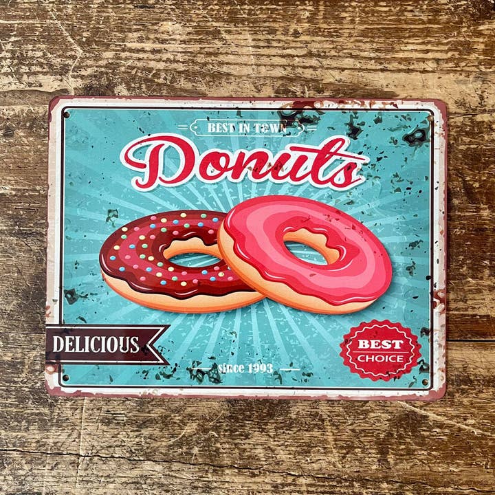 Melhor escolha retrô de donuts - placa de parede vintage de metal por atacado de The British Metal Signs Company