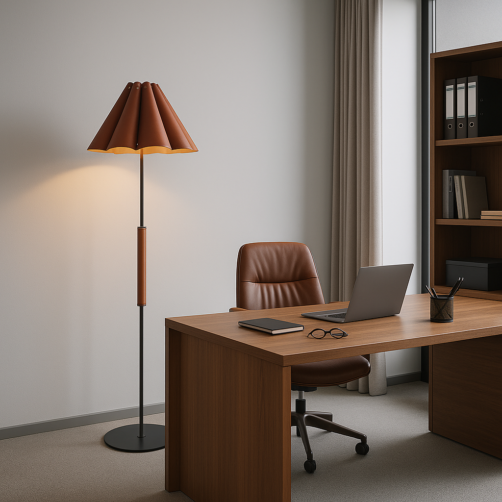 VIVZONE - Wholesale Floor Lamp - Floor Lamp With Leather Ruched Shade2