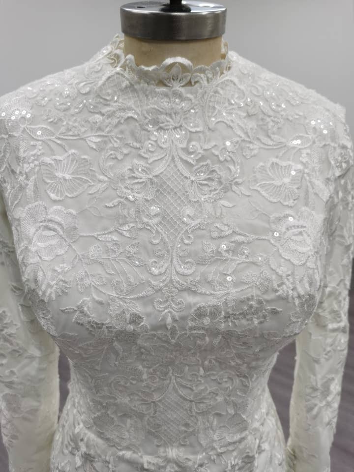 Unique Modest Bridal - Wholesale Gown - Women's - Ariel - Long Sleeve Elegant Mermaid Modest Wedding Dress7