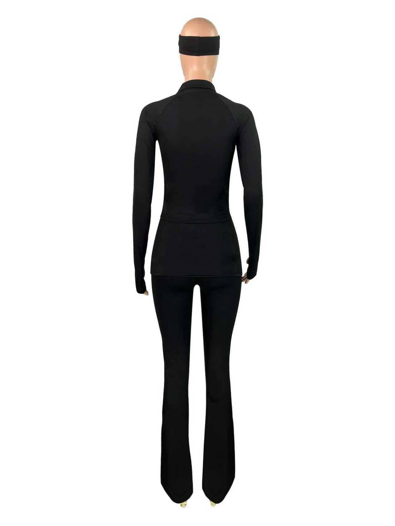 MB Fashion Wholesale - Wholesale Activewear Set - Women's - MB FASHION Three-Piece Activewear Zip-Up Set with Headband 50887