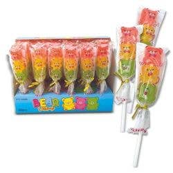 LS GROUP – Großhandel Lollis – Bärchenförmiger Lutscher 11 cm mit Stiel0