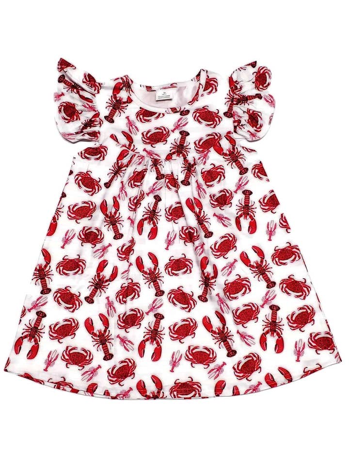 Crustacean Milk Silk Flutter Dress for wholesale by Great Lakes Kids Apparel