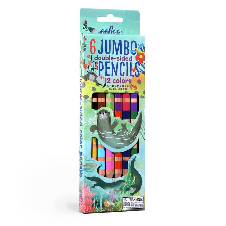 eeBoo Otters - 6 double-sided Jumbo Pencils for wholesale by Just Imagine Toys