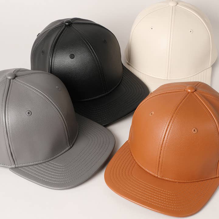 Gorra de béisbol de cuero PU cálido de color liso para venta al por mayor de Fashion City