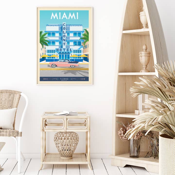 Olahoop Travel Posters - Wholesale Poster - Miami Florida - Colony Hotel - USA Travel Poster1