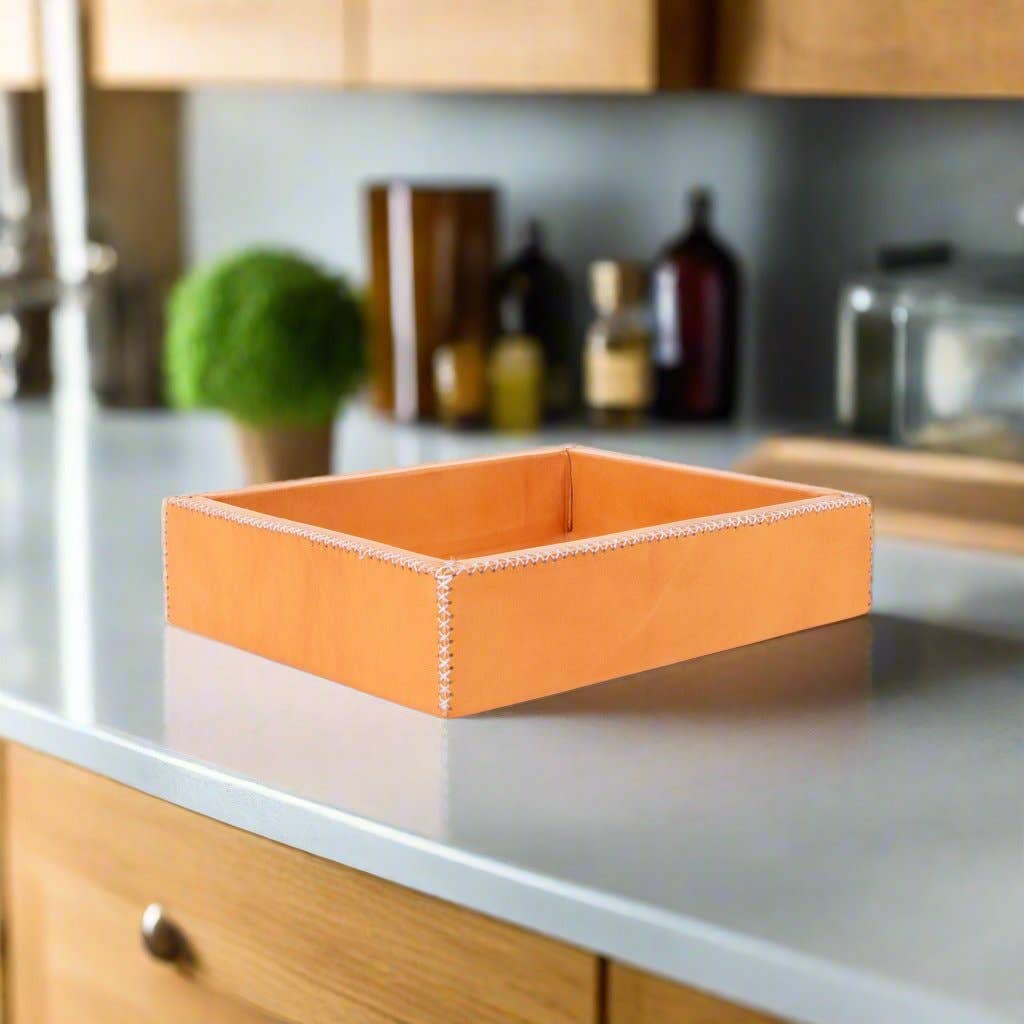 Bati Goods - Wholesale Decorative Tray - Monedas | Cedar & Leather Valet Tray