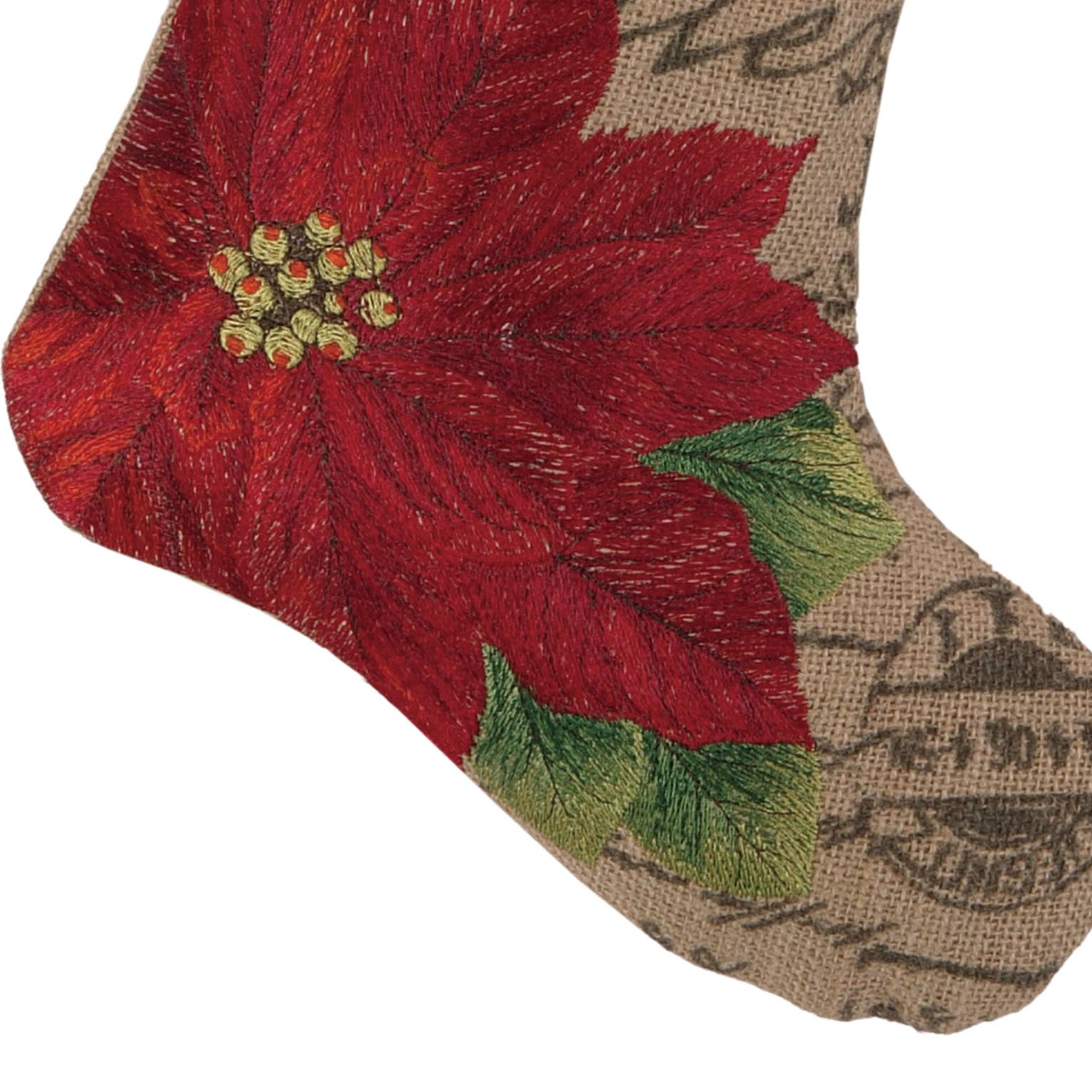 Peking Handicraft – wholesale Holiday Stocking – Poinsettia Burlap Stocking2