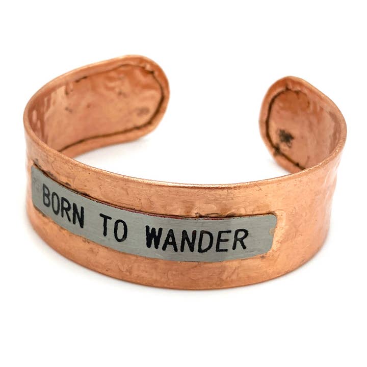 Lunar Deer - Wholesale Cuff Bracelet - Message Born to Wander Metal Western Cuff2