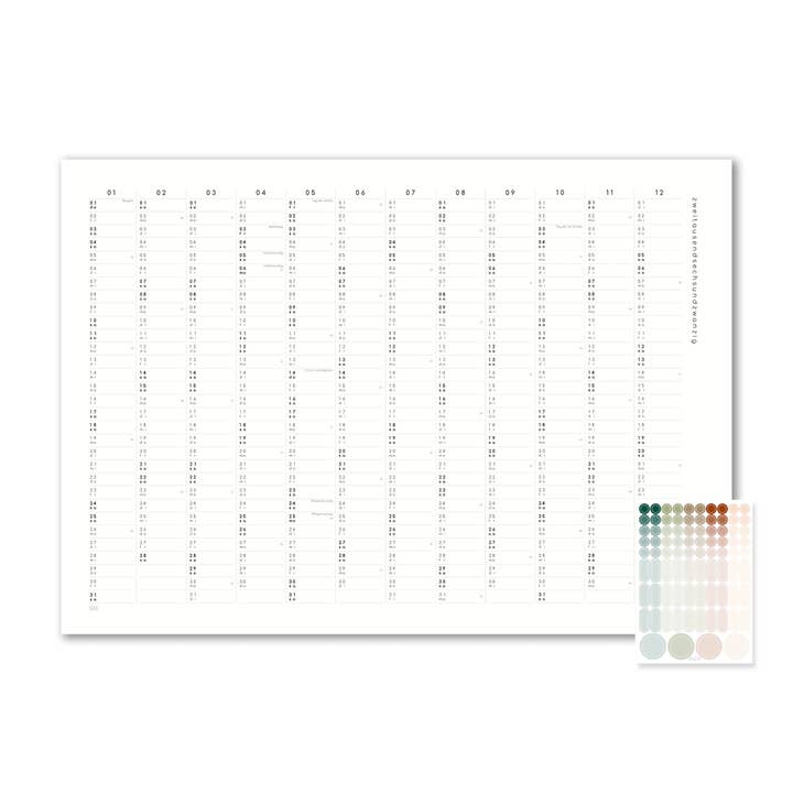 SANS.design - Wholesale Calendar - Calendar with adhesive dots 2026 - A2 / A1