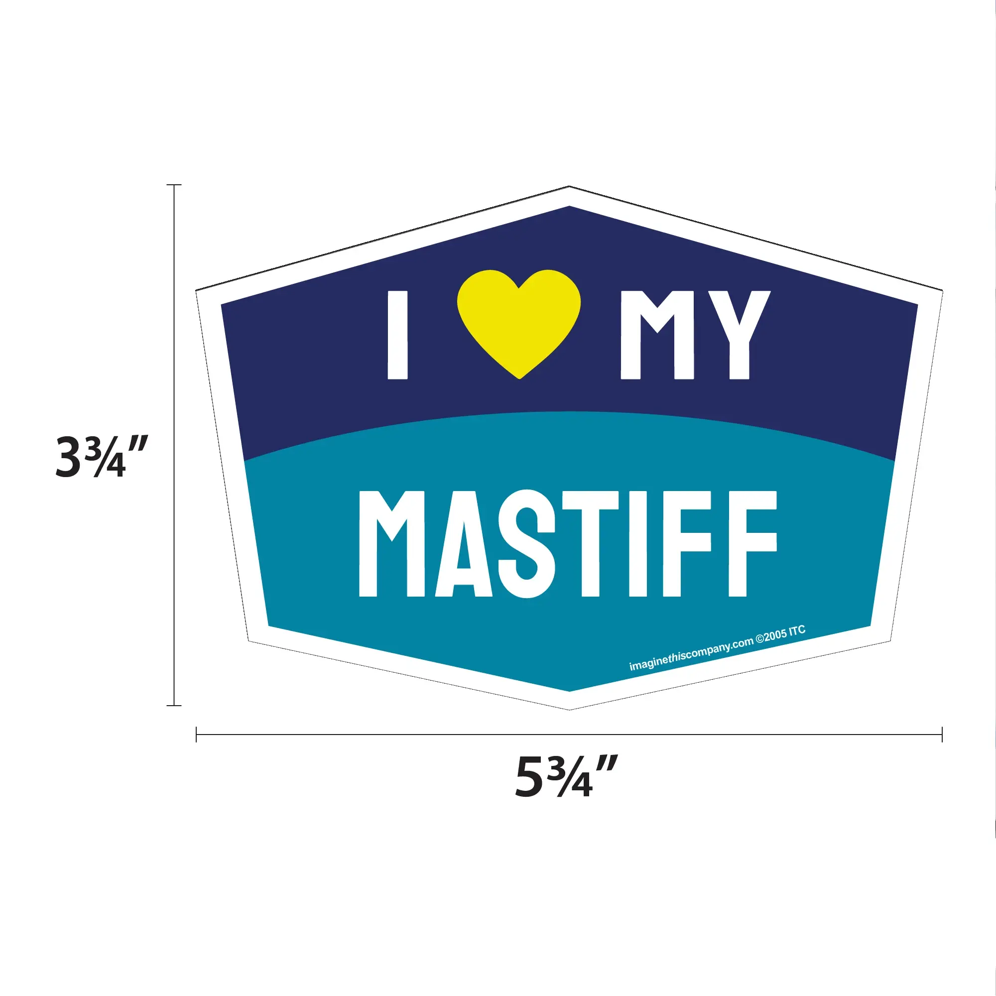 Imagine This Company - Wholesale Magnet - I Love My Mastiff Hexagon Shaped Magnet1