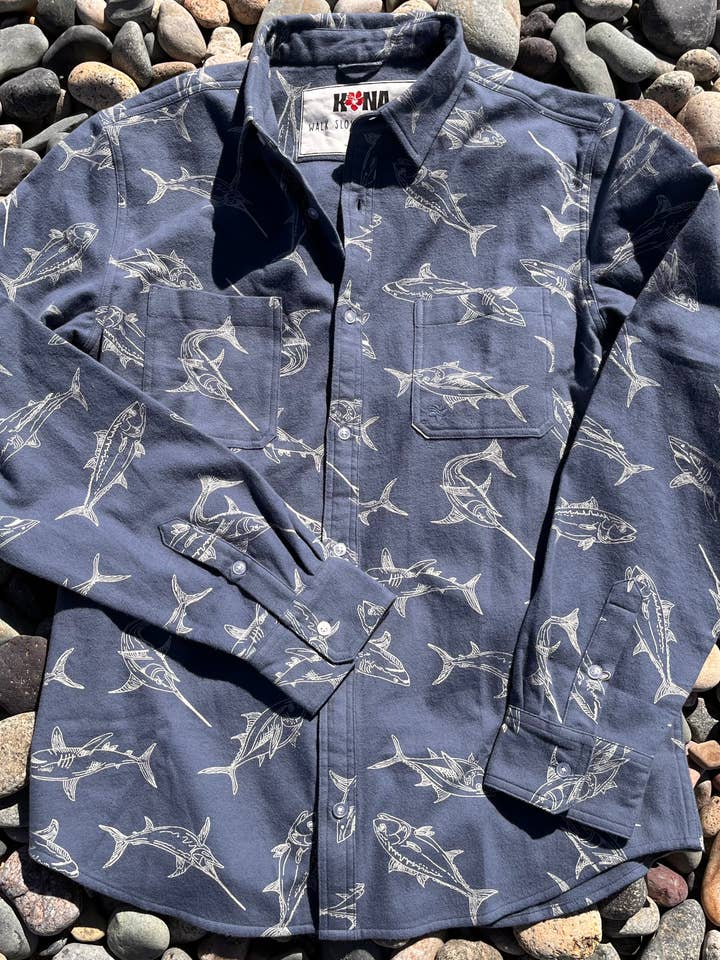 Fisher's Paradise Blue Flannel for wholesale by Kona Brand