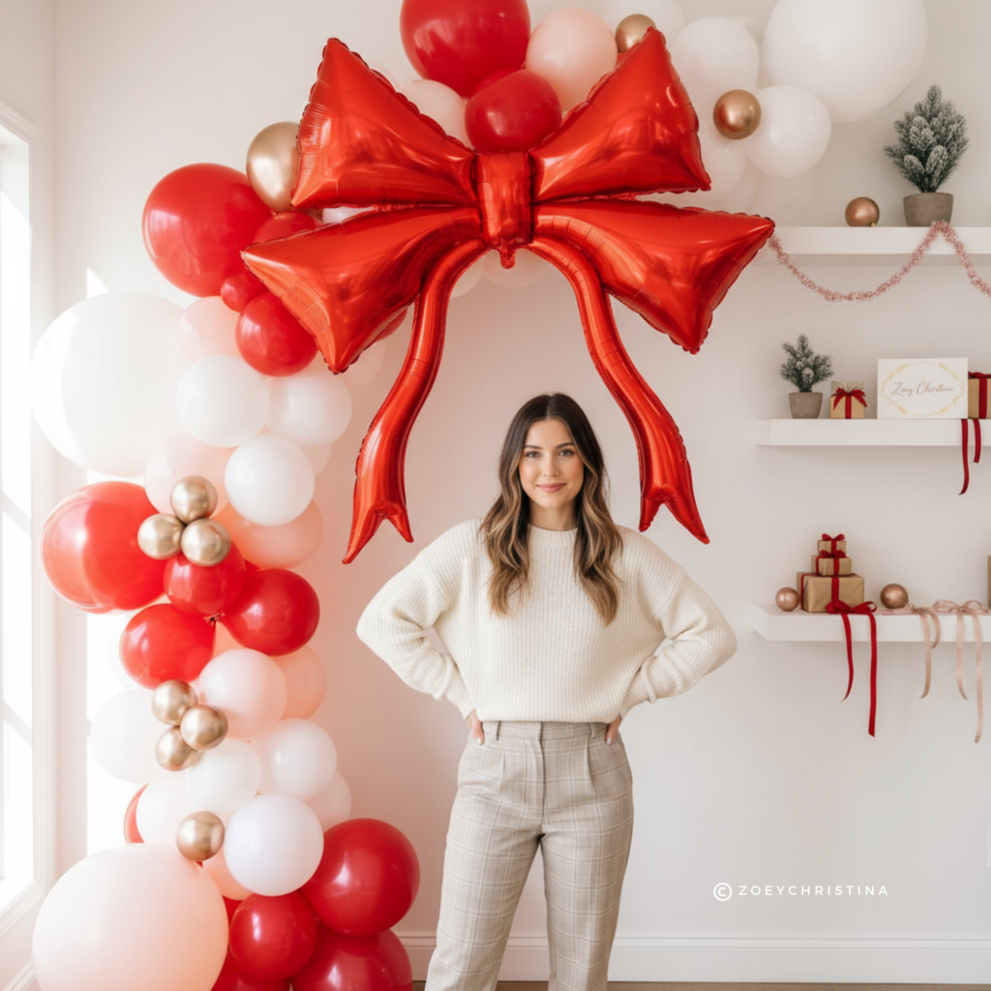 Zoey Christina - Vendita all'ingrosso A palloncino - Palloncino in Foil a Forma di Fiocco Oversize – 119 cm x 119 cm – Solo Riempimento ad Aria6