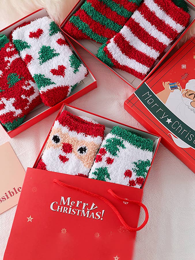 UNISHE - Wholesale Socks – Women's - Christmas Coral Fleece Mid Calf Socks ZK2803