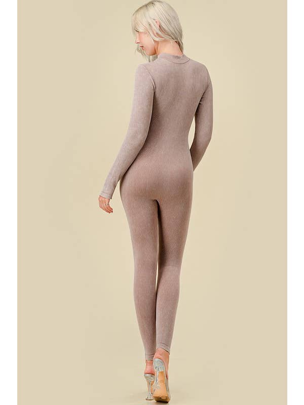 MIO WHOLESALE - Wholesale Jumpsuit - Women's - JS100MW MINERAL WASH LONG SLEEVE CATSUIT