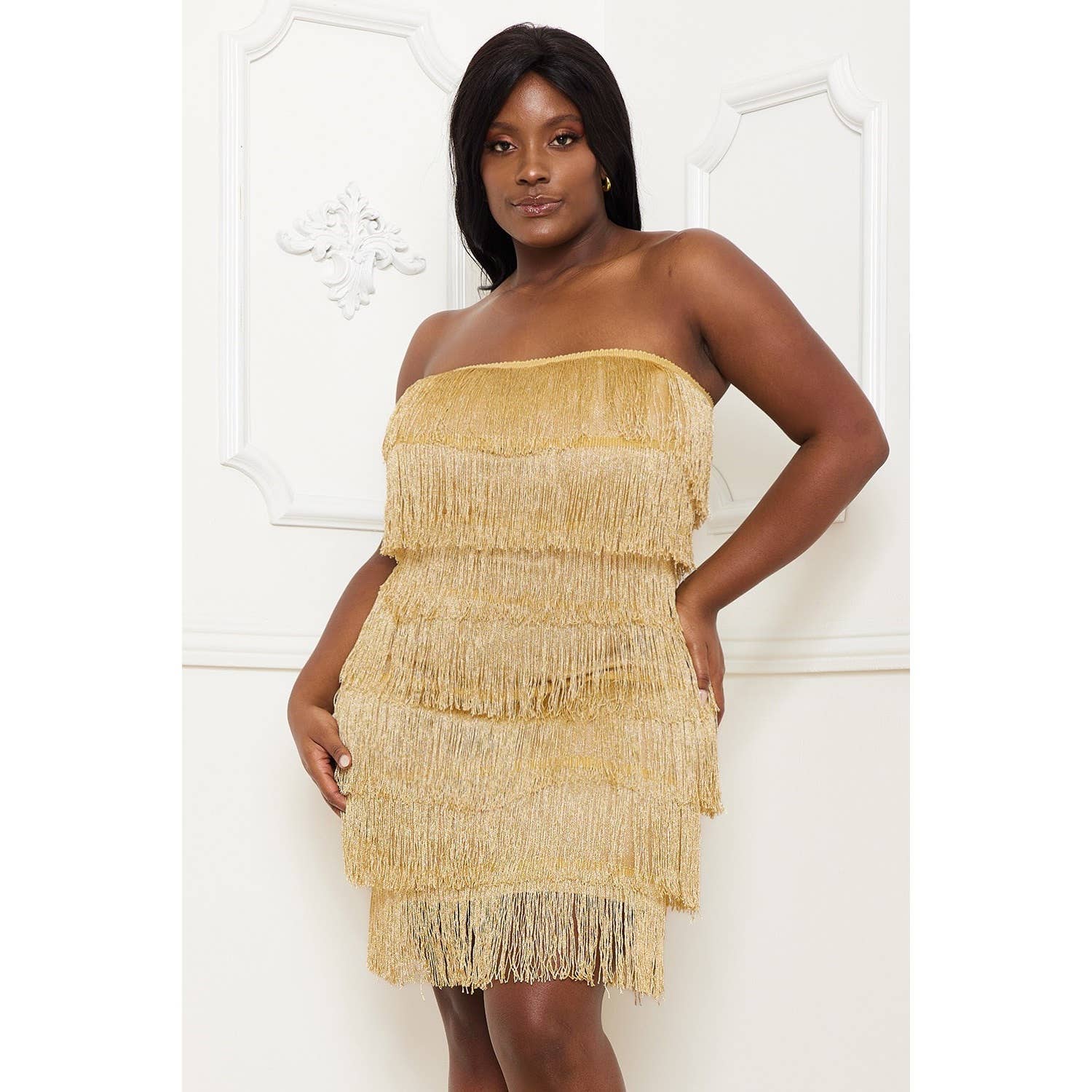 DORCAS - Wholesale Dress - Women's - LAYERED FRINGE PLUS SIZE MINI DRESS4