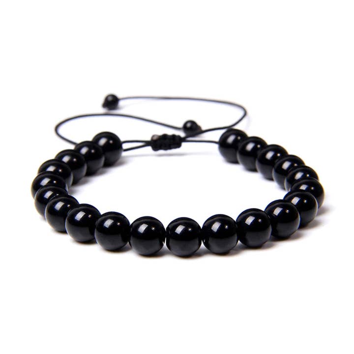 Bracelet Onyx - Pierres Boules 8mm Cordon Ajustable pour la vente par France Mineraux