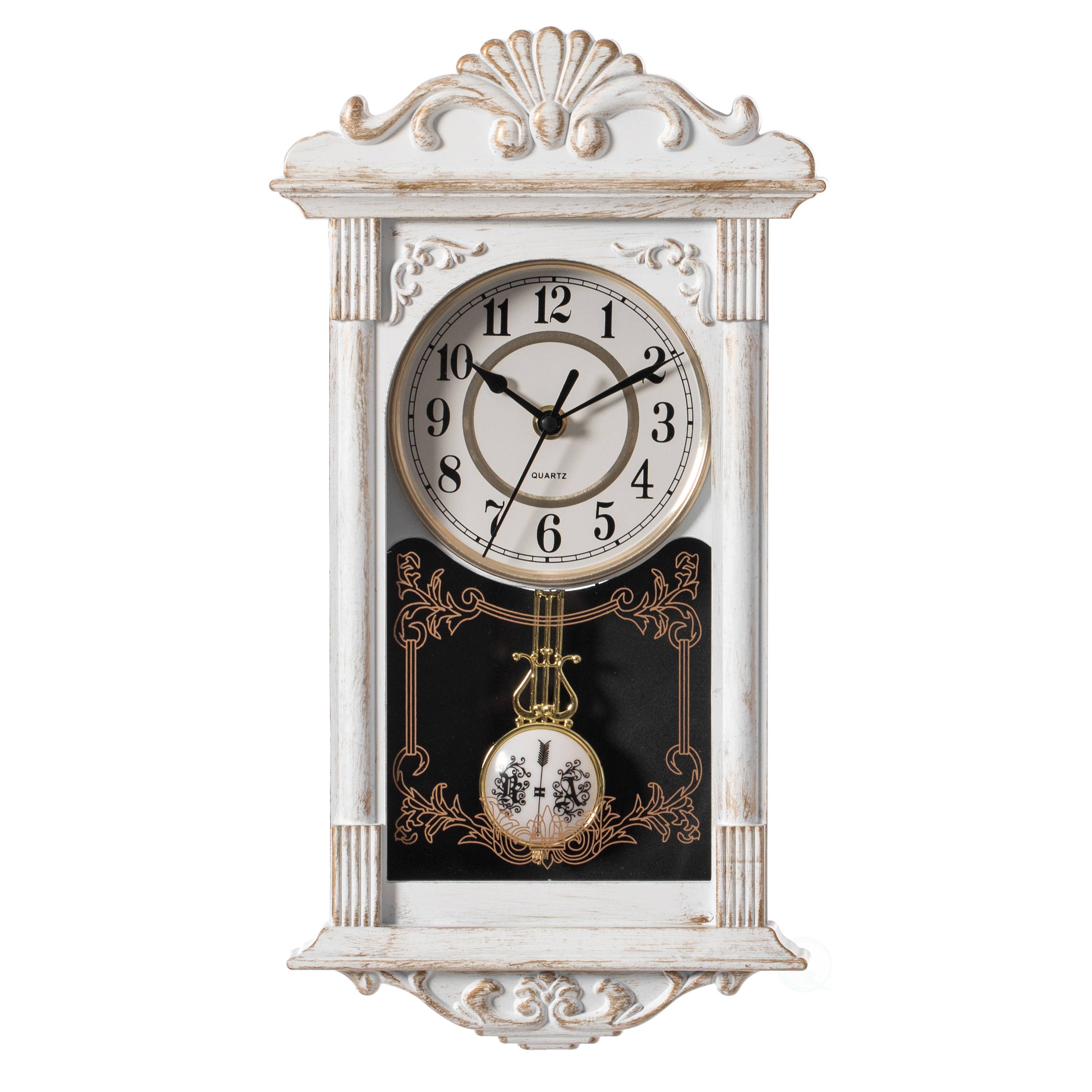 Quickway Imports - Wholesale Wall Clock - Vintage Grandfather Wood Looking Plastic Pendulum Wall Clock4