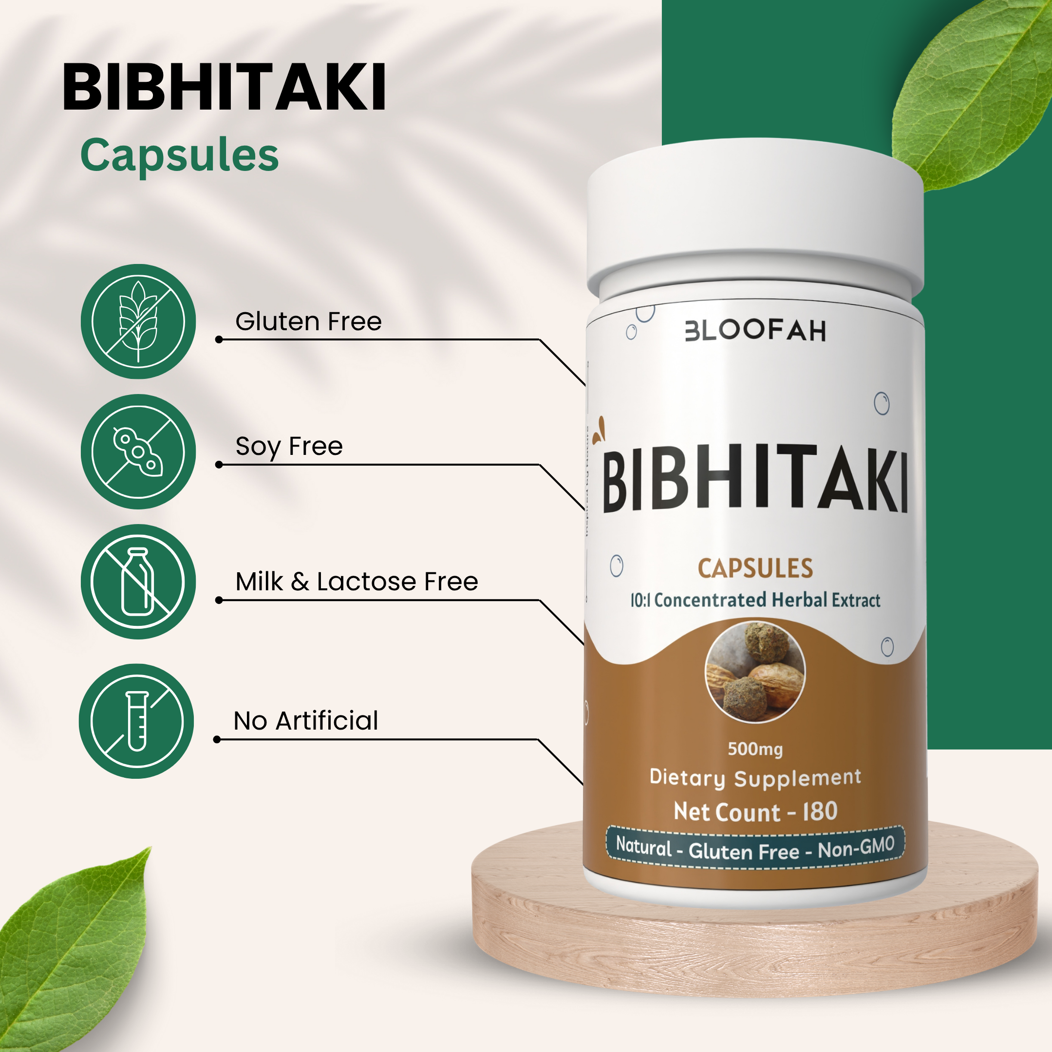 Bloofah - Vendita all'ingrosso Vitamine/integratori orali - Capsule di Bibhitaki 500mg | Estratto di Frutta in Polvere 10:1 Non-OGM2