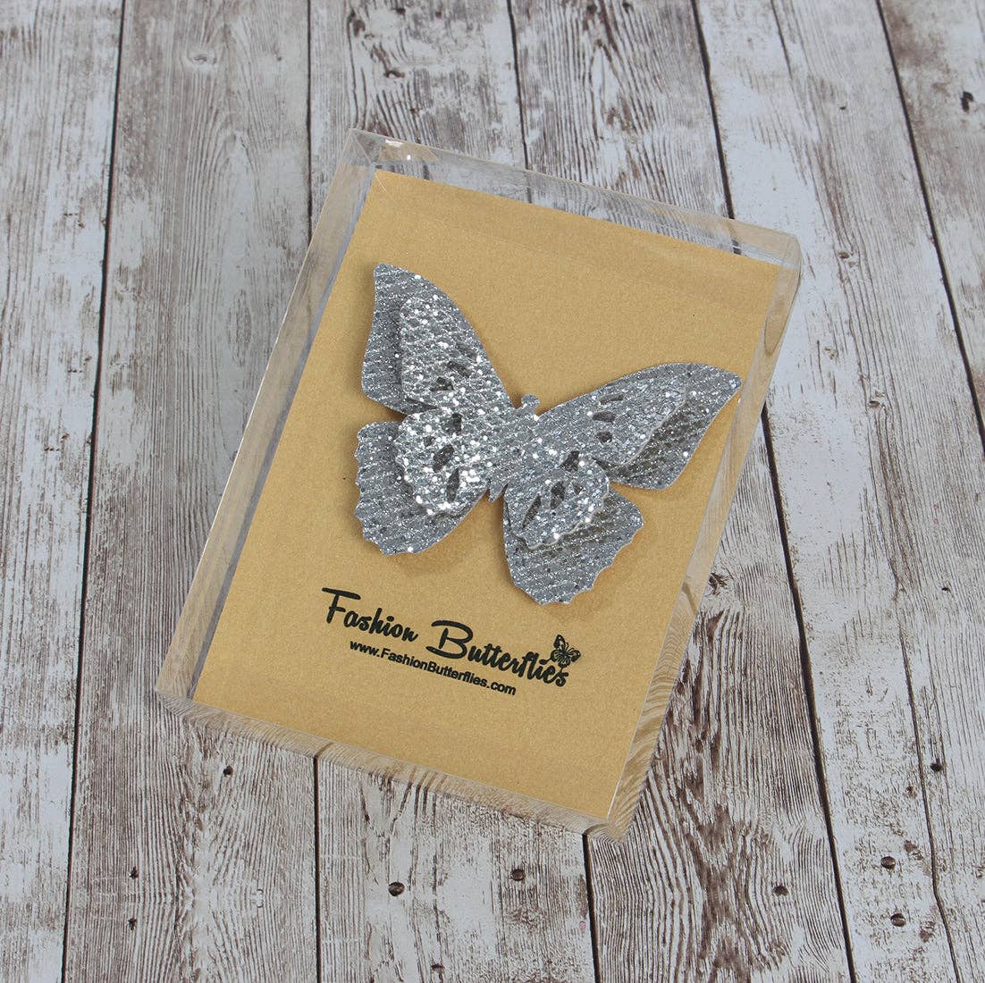 Fashion Butterflies – wholesale Brosch – Svart & Silver Rombe Metallic Glitter Butterfly Clip | Stift | Choker | Halsband I hårnål3