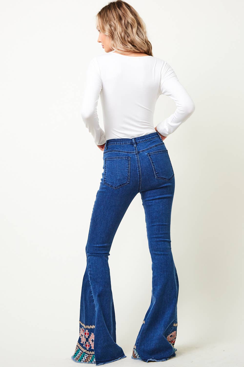 Saints & Hearts - Wholesale Jeans - Women's - SIP6106K MIDTONE DENIM EMBROIDERED BELL BOTTOMS6