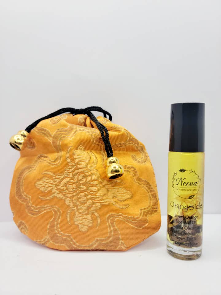 Orangesicle Essential Oil Perfume, Reiki charged Tigers Eye for wholesale by Neena Makes Scents