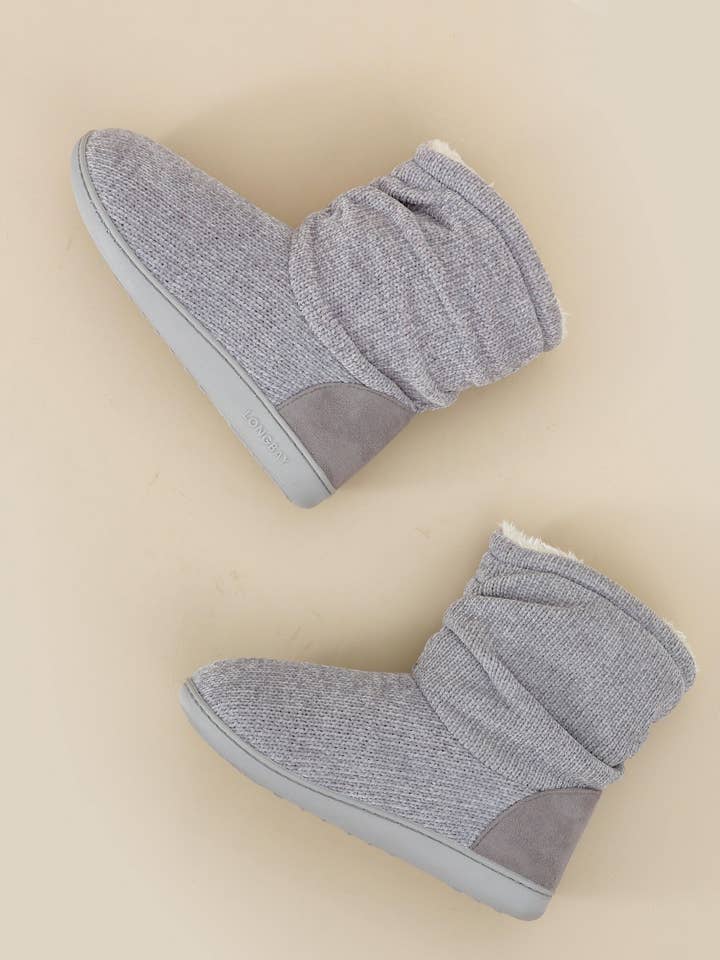 LongBay - Vente Bottines – femme - Chaussons bottillons en tricot chenille pour femmes Fuji1