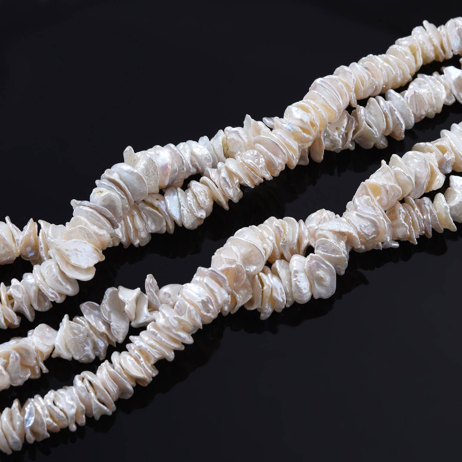 findings4uGem - Wholesale Beaded/Pearl Necklace - Natural Keshi Heishi Shaped White Pearl Beads Jewelry FWP0235