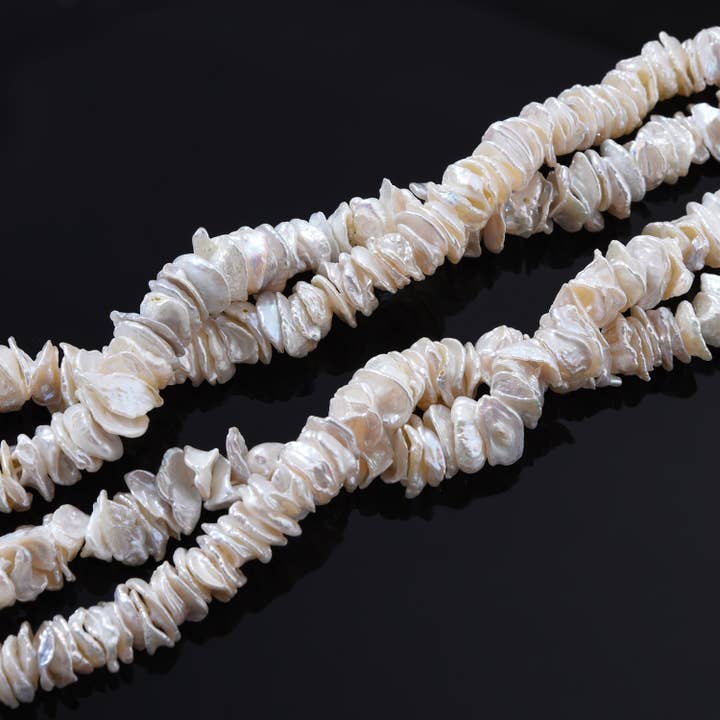findings4uGem - Wholesale Beaded/Pearl Necklace - Natural Keshi Heishi Shaped White Pearl Beads Jewelry FWP0235