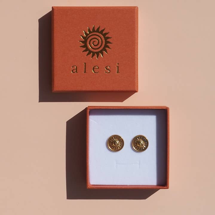 Alesi Jewellery - Wholesale Stud/post earrings - 18K Gold Sun Earrings1
