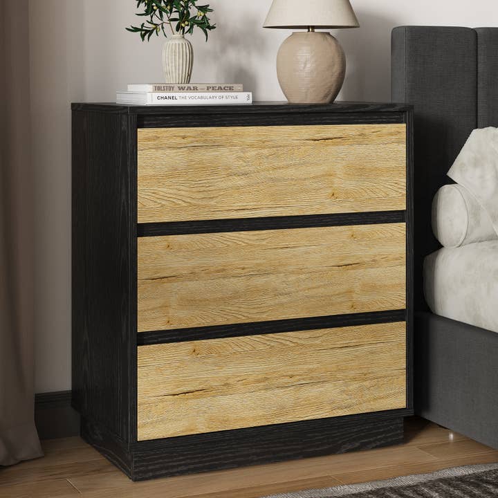 Wide Nightstand with 3 Drawers, Modern Chest of Drawers for wholesale by Heynemo
