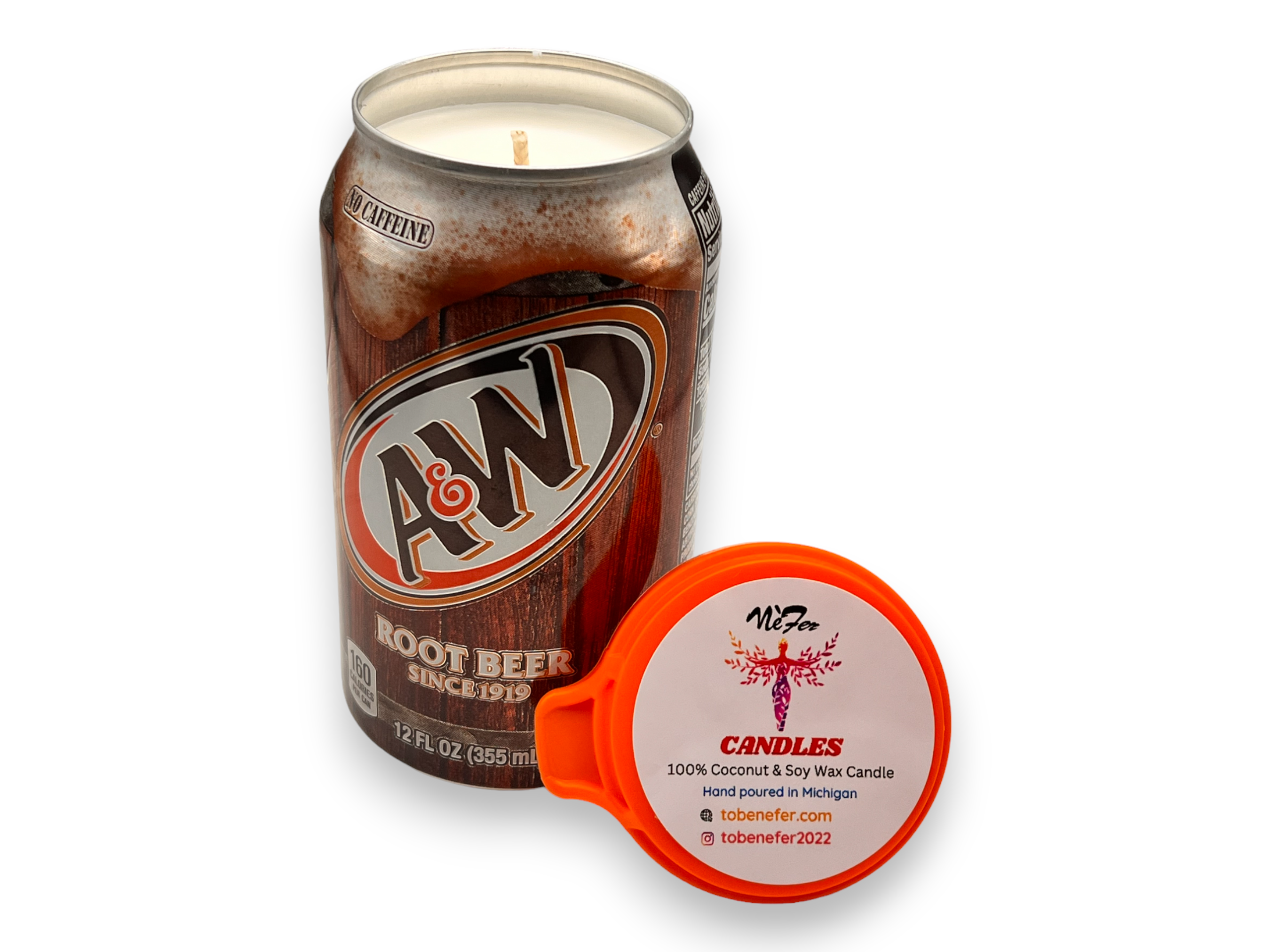 Nefer Designer Candles & Home Decor - Wholesale Novelty Candle - Soda Candle – Classic A&W Root Beer in Iconic Can1