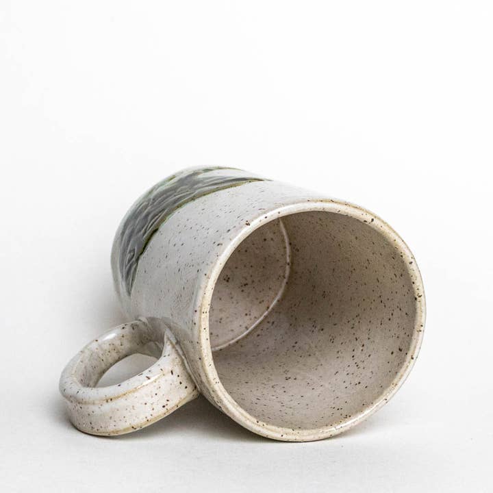 White Squirrel Clayworks - Wholesale Coffee Mug - Toad Handcrafted Ceramic / Pottery White 14oz Mug
