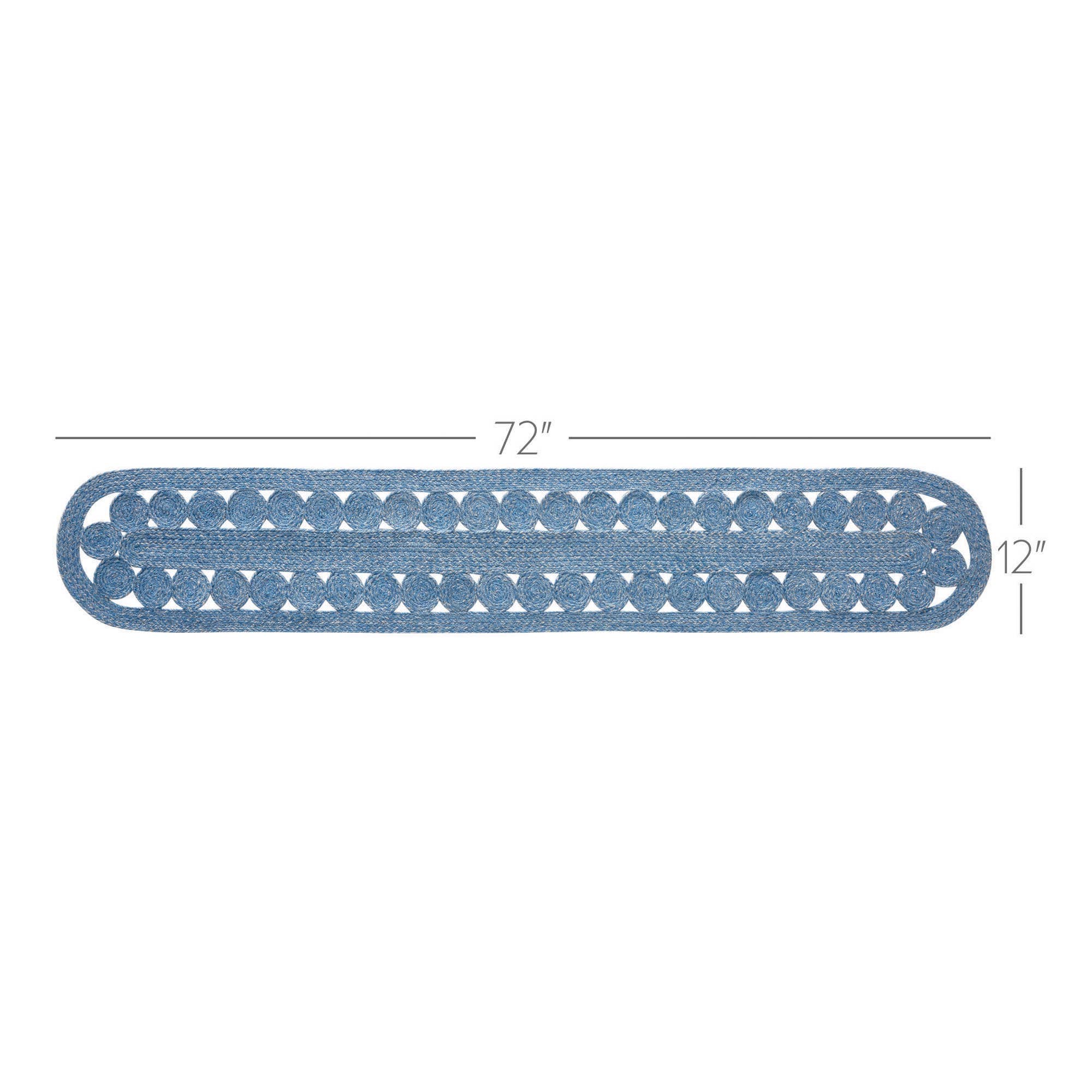 VHC Brands - Wholesale Table Runner - Celeste Blended Blue Indoor/Outdoor Runner Oval 12x722