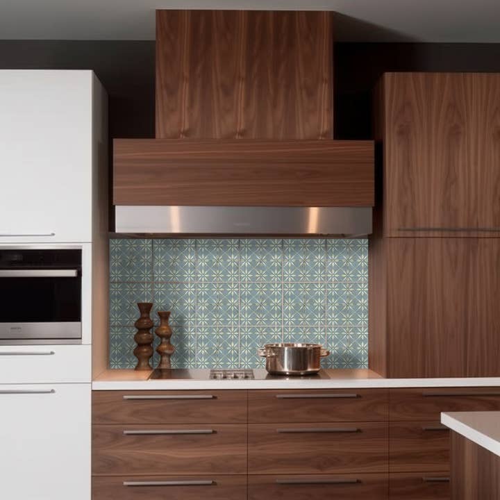 Mi Alma LLC - Wholesale Wall Tile - Floral Blue Retro Tile Decals – Peel and Stick Backsplash Stickers 24-Piece Set for Kitchen, Bathroom, or Furniture Model - R185