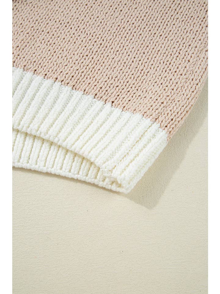Oatmeal Western Horseshoe Patchwork Sweater Top for wholesale on Faire