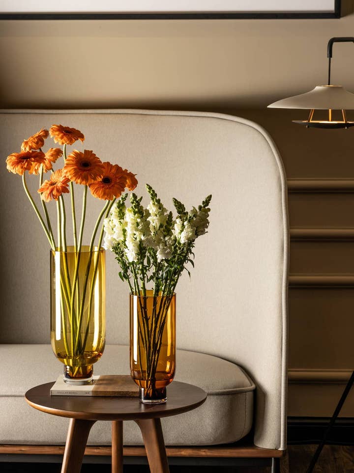Modern Luxury Large Glass Vase, Beautiful Amber+Grey, Omaha for wholesale by Element Accessories USA