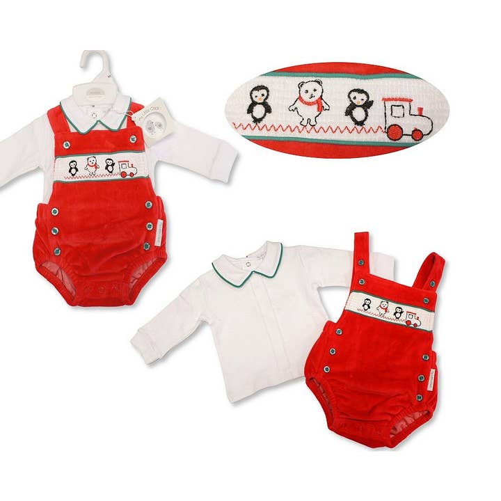 Conjunto de Babygrow de Natal em Veludo com Favos - Urso Polar por atacado de Sheldon International