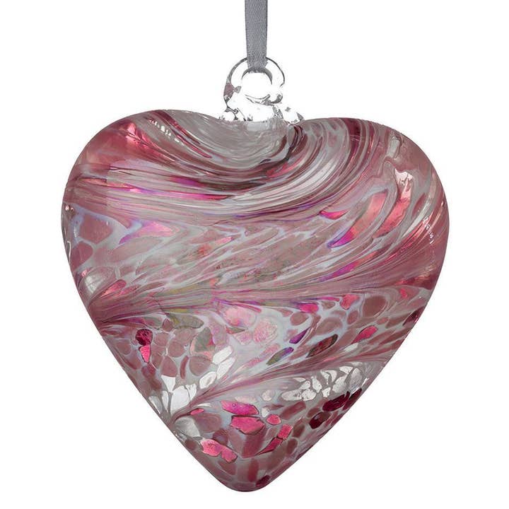 Sienna Glass - Wholesale Ornament - 8cm Friendship Heart - Pastel Pink0