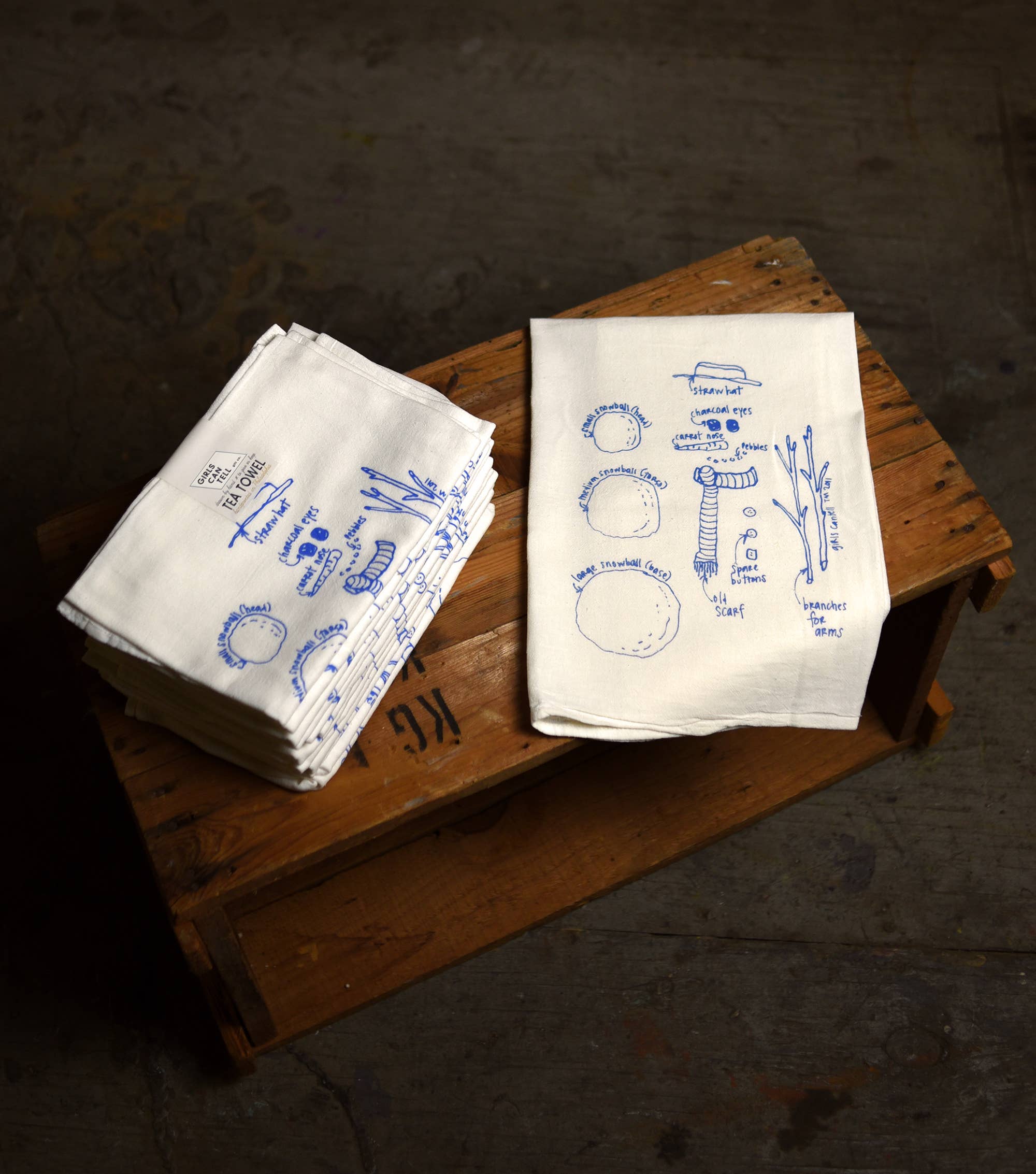 Girls Can Tell - Wholesale Tea Towel - Snowman Tea Towel | kitchen | flour sack | dish towels2