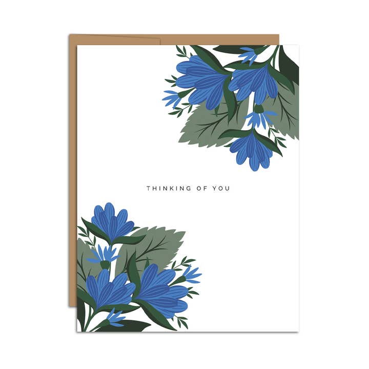 "Thinking of You" / Blue Gentian / Everyday / Greeting Card for wholesale by HAZELMADE® Tea Towels + Gifts