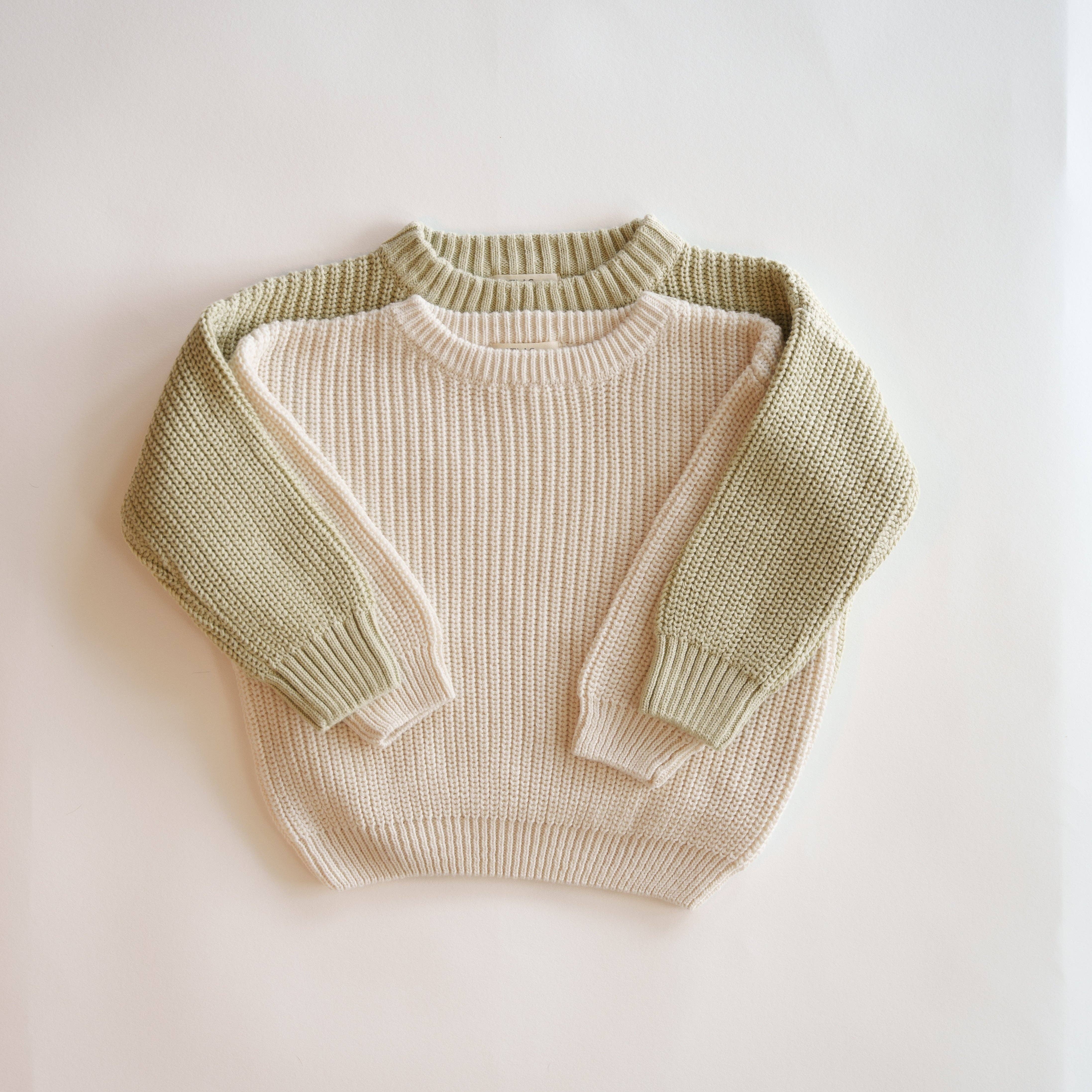 Atlas Grey - Wholesale Knit Sweater - Baby - Organic Oversized Knit Sweater0