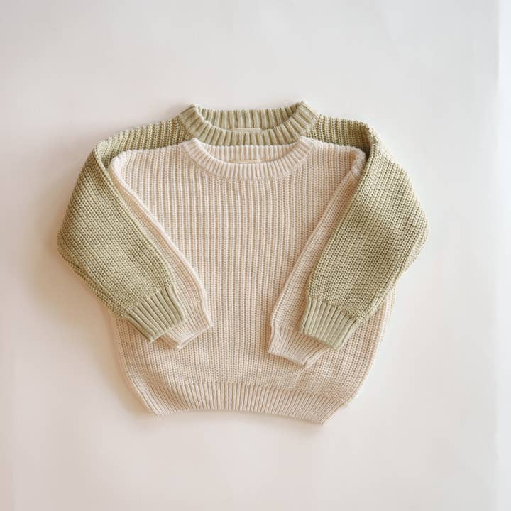 Atlas Grey - Wholesale Knit Sweater - Baby - Organic Oversized Knit Sweater