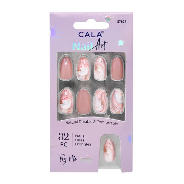 PINEAPPLE Beauty - Wholesale Press-On/Fake Nails - CALA 87972 Nail Art Lavender Marble 32pc Press on Nail - 6 0