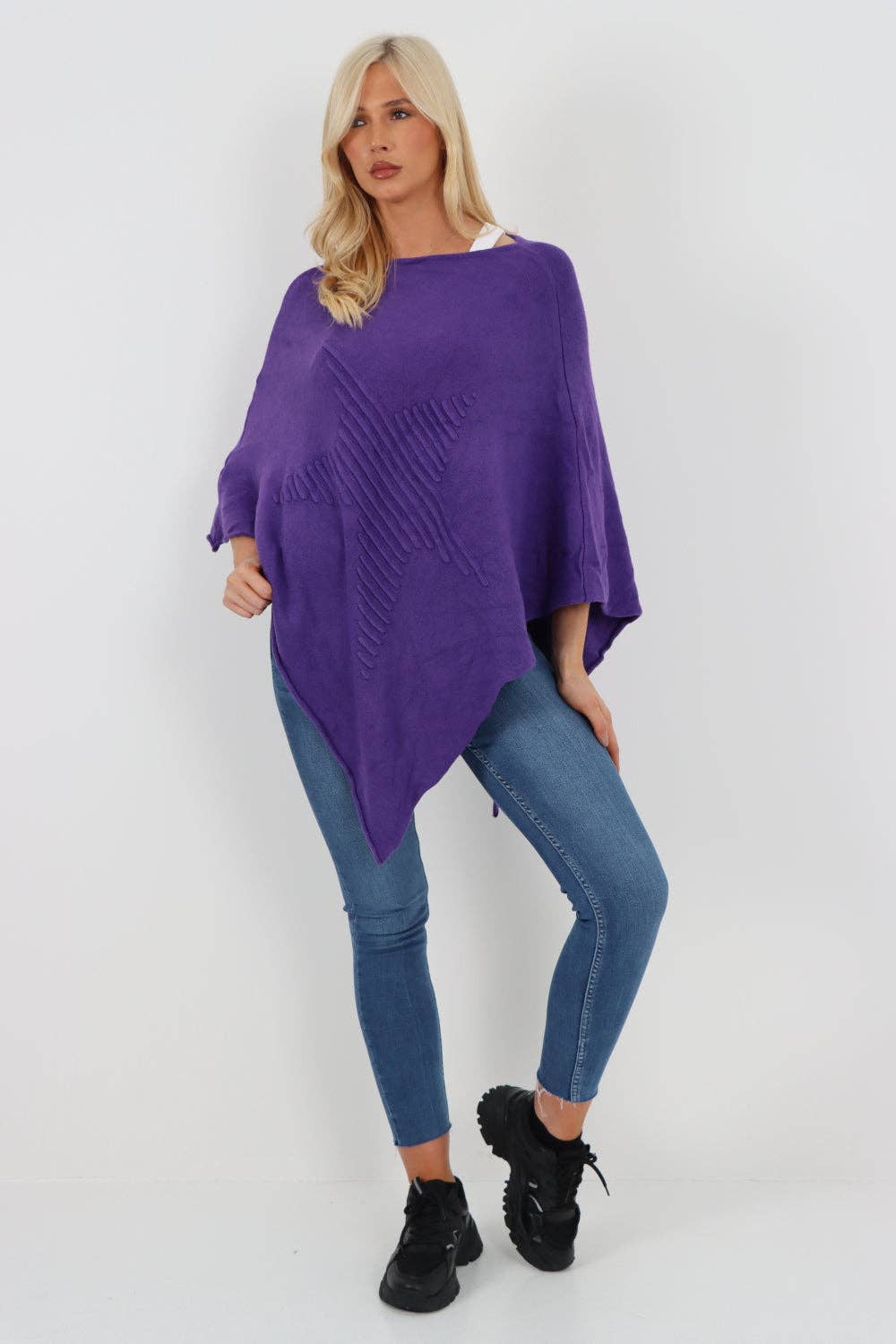 Miss Bold – wholesale Poncho – Women's – Italian Knitted Lagenlook Star Poncho54