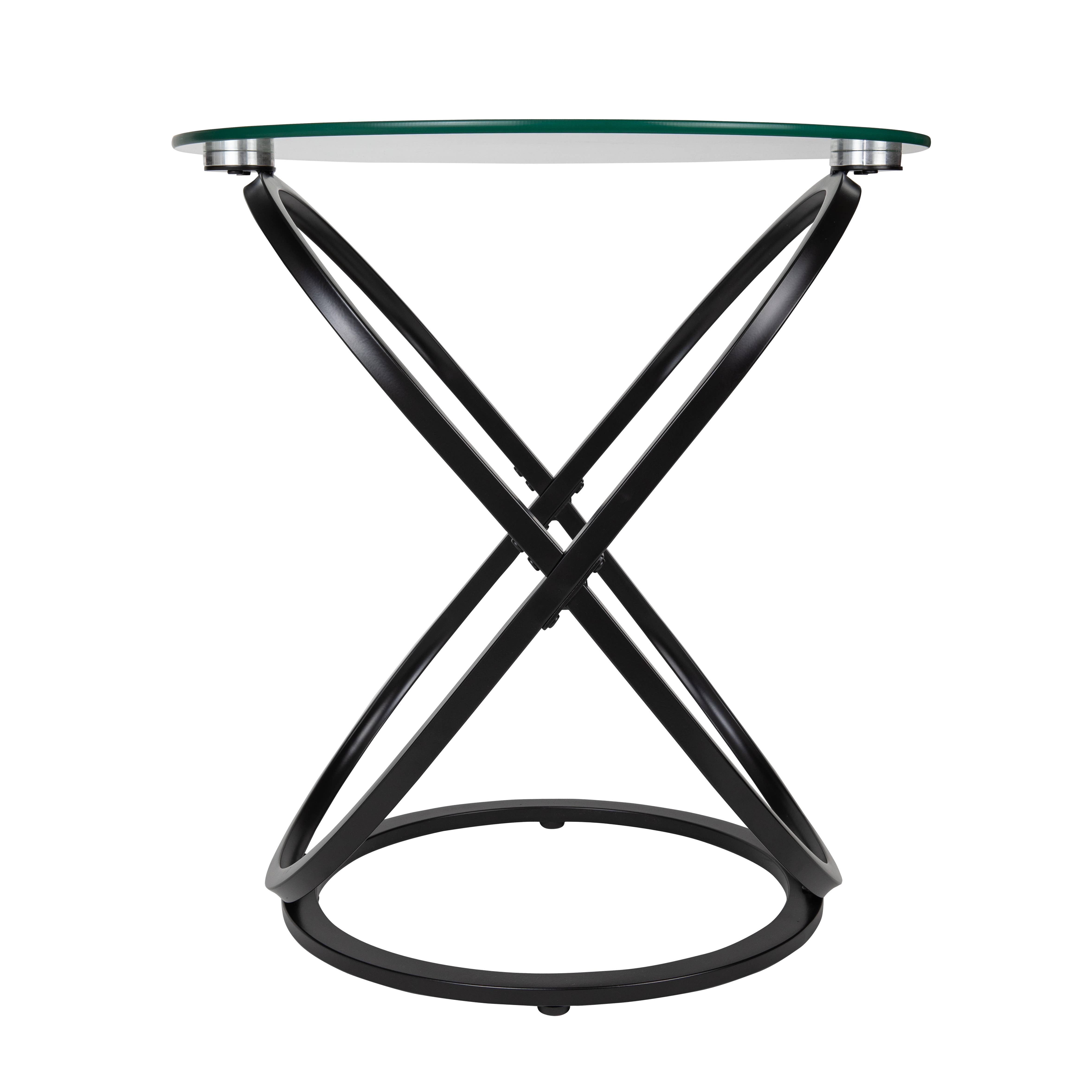 Danya B - Wholesale Side Table - Galaxy Base and Tempered Glass Round End Table3
