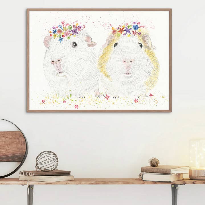 Jen Winnett Eco Artist - Wholesale Art Print - Guinea Pigs | Signed Art Print | Animal | Artwork Home Cute1