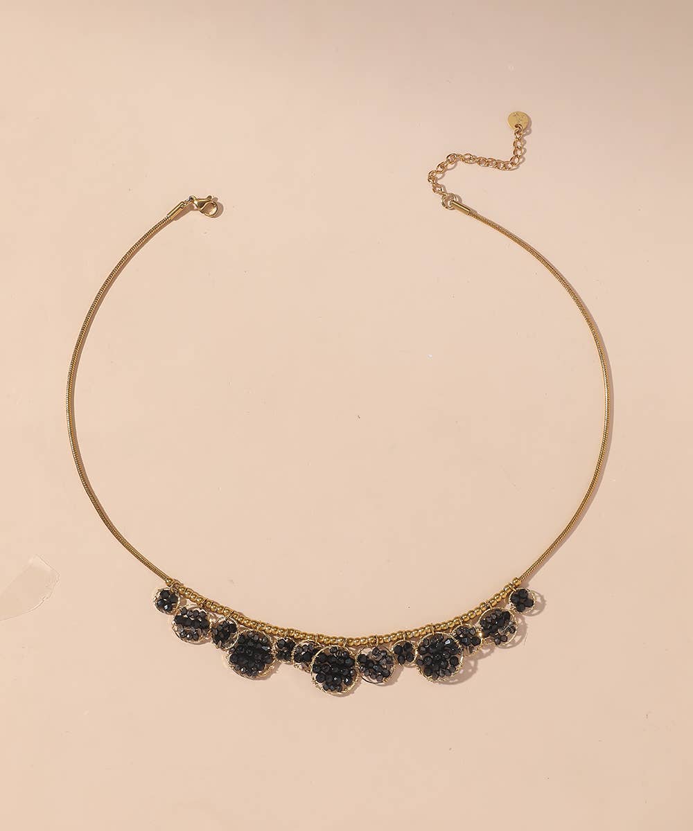 Blossom bijoux - Vente Collier ras-de-cou - Collier acier inoxydable perles cristal 25CA0120